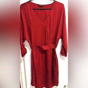 Massimo Dutti jacquard medallion print red rust belted mini dress boho party S